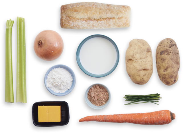 Potato Chowder With Cheddar Cheese Toasts - Cheese (700x477), Png Download