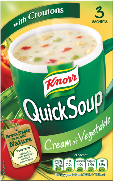 Knorr Quick Soup Cream Of Vegetable With Croutons 3 - Knorr Chicken And Vegetable Soup (800x800), Png Download