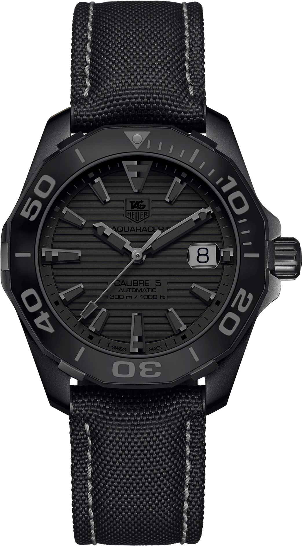 Aquaracer Calibre 5 300 M - Tag Heuer Aquaracer 'black Phantom' Way218b.fc6364 (536x634), Png Download