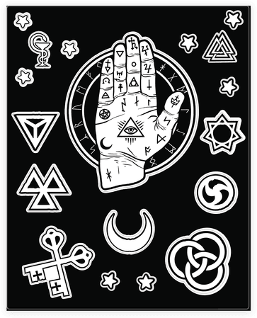 Occult Hand Sticker/decal Sheet - Occult Stickers (484x484), Png Download