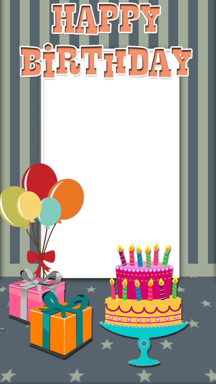 Grey Birthday Frame With Beautiful Cake - Beautiful Birthday Photo Frames (720x1280), Png Download