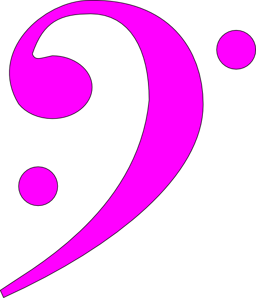Bass Clef Magenta Clip Art - Colourful Bass Clef (510x595), Png Download