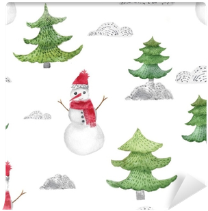 Watercolor Christmas Seamless Pattern With Fir Trees - Christmas Day (400x400), Png Download