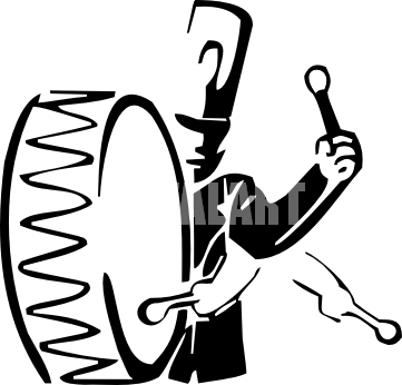 Graphic Black And White Download Clarinet Clipart Bass - Marching Band Bass Drum Logo (361x346), Png Download