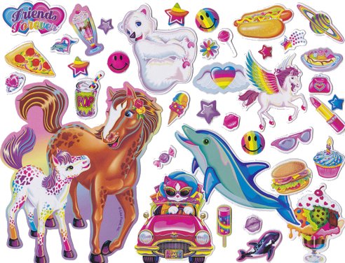 90′s Girl - Lisa Frank Stickers Png (492x376), Png Download