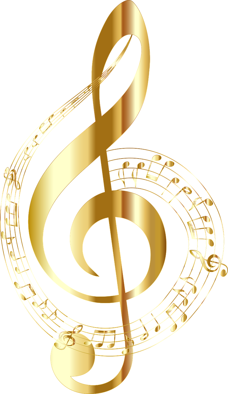 Treble Clef - Gold Music Note (740x1280), Png Download