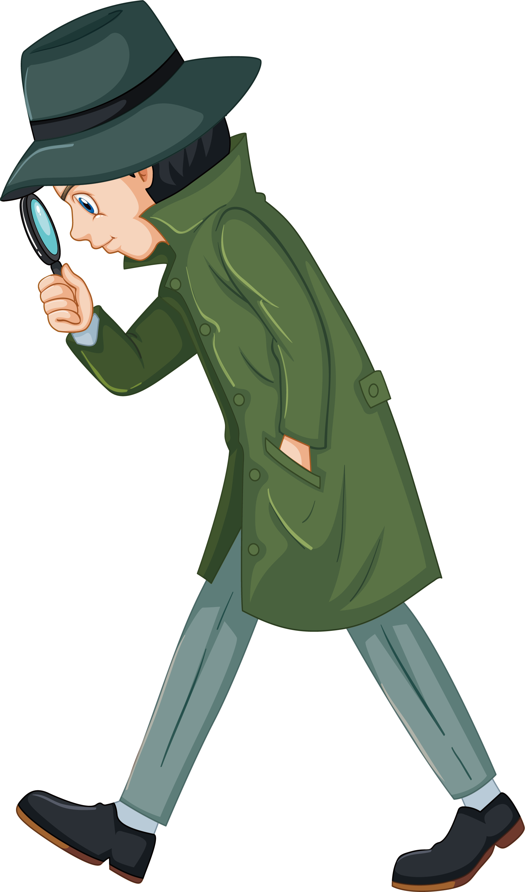 Detective Vector Sherlock Holmes - Magnifying Glass Detective (1802x3061), Png Download