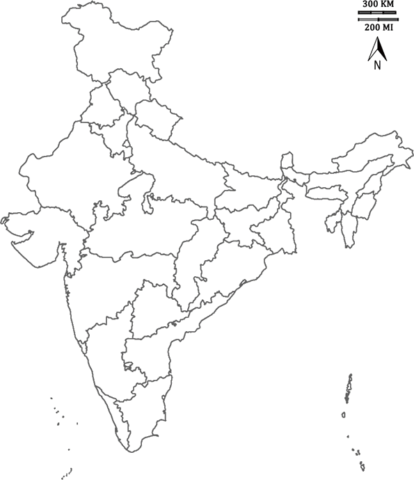 Image Of India Map - India States Outline Map (595x690), Png Download