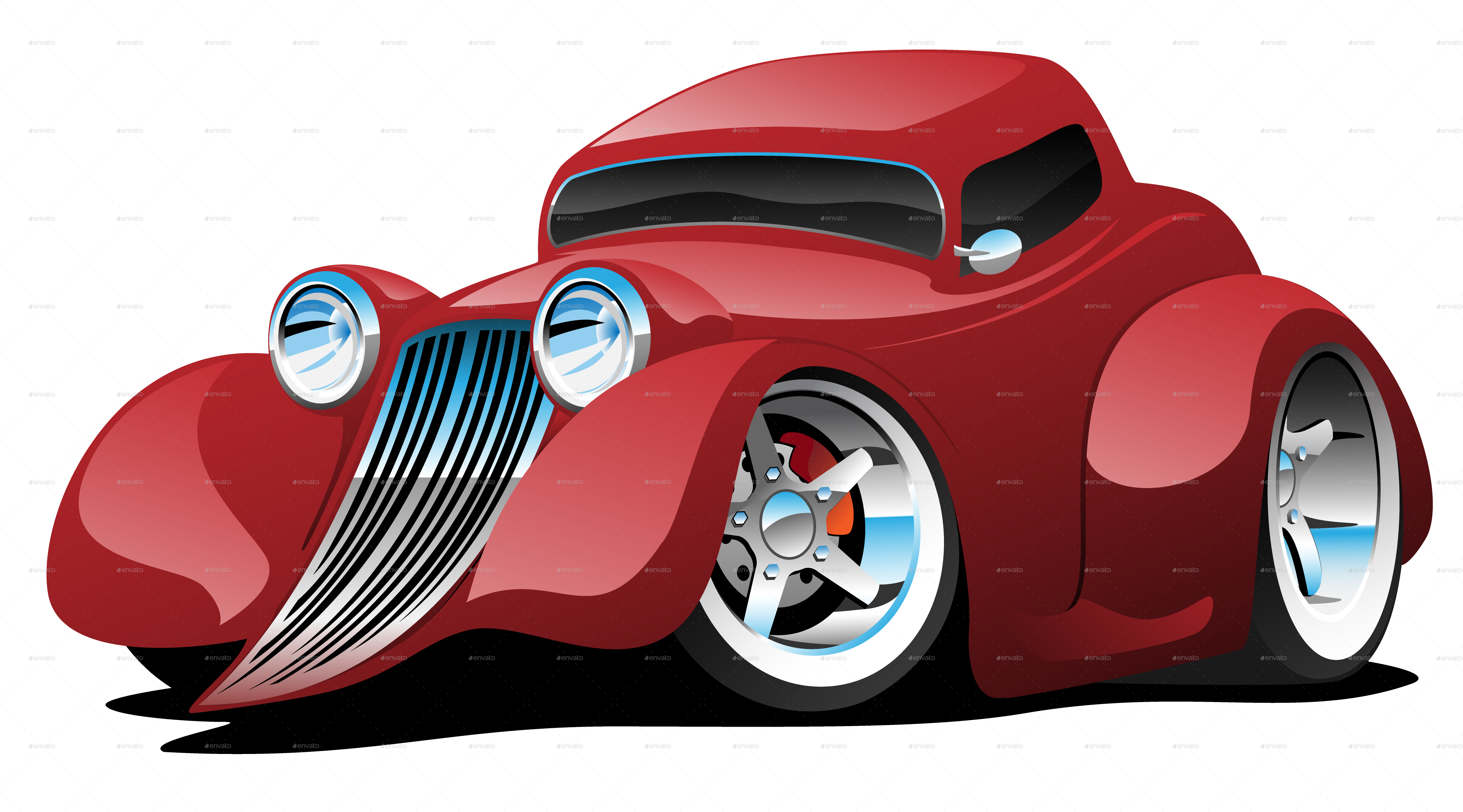 Red Hotrod 6 - Vector Graphics (5000x2783), Png Download
