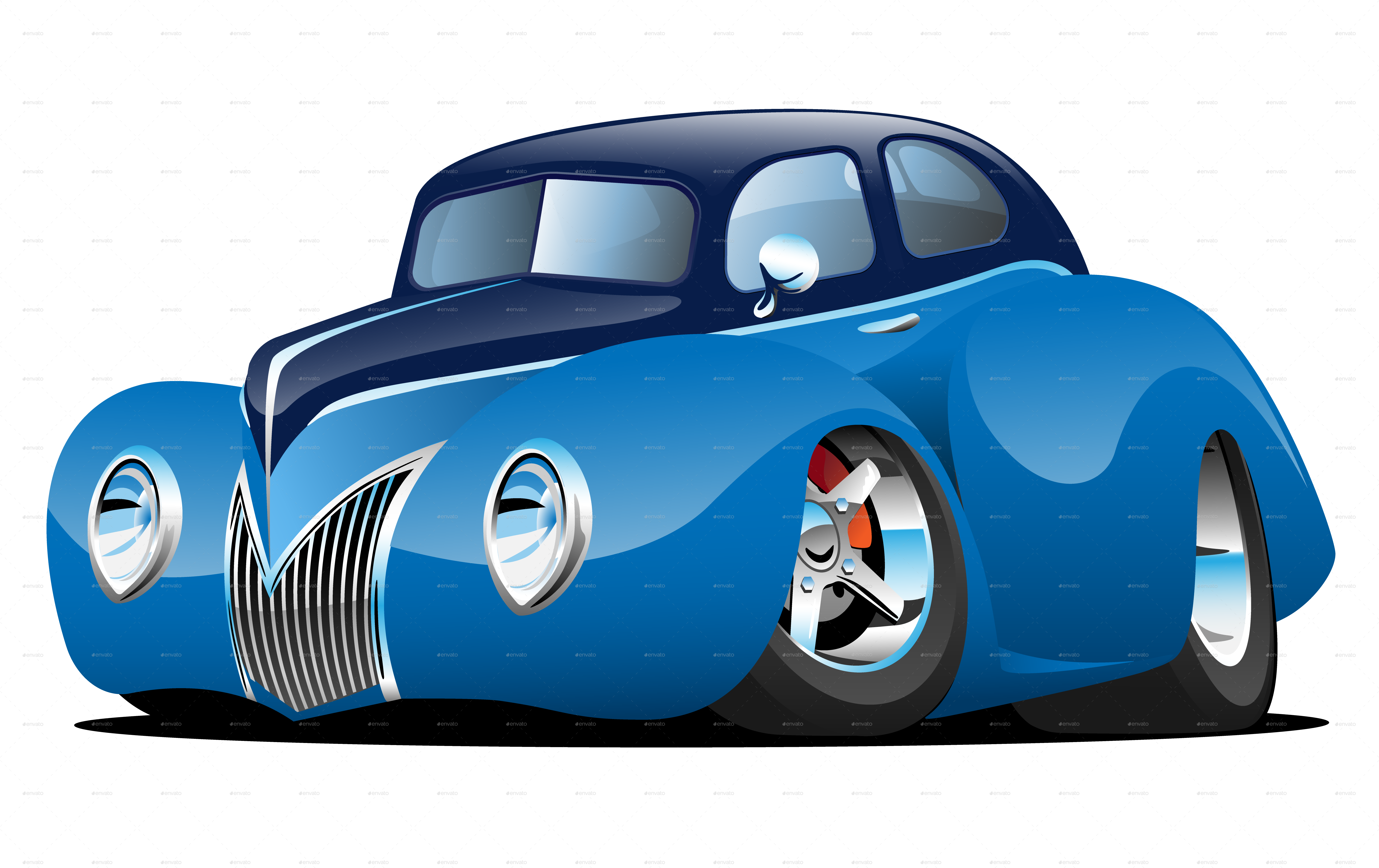 Hotrod 39 Hotrod 39 - Classic Car Cartoon (6000x3780), Png Download