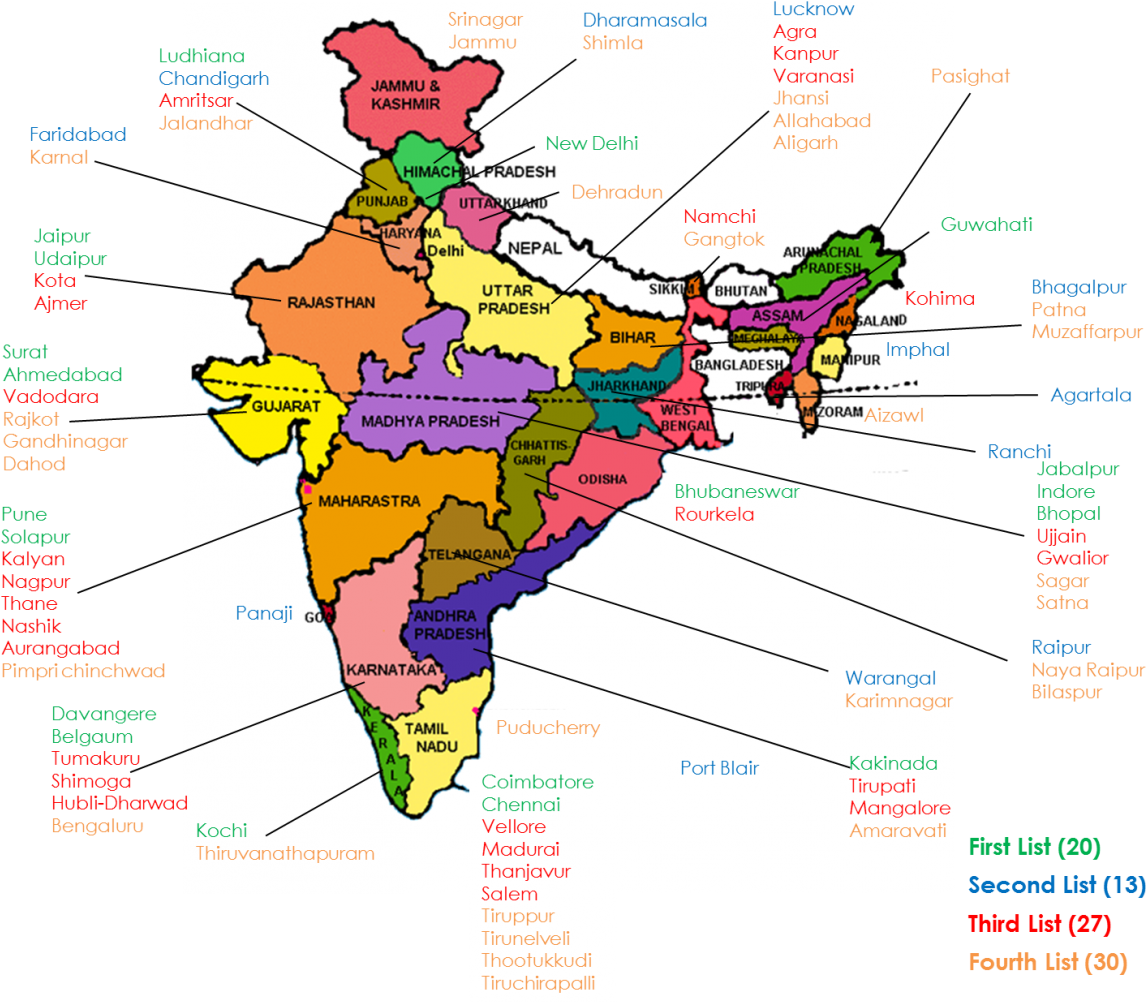 For The Remaining 10 Slots, 20 Cities Will Be Contesting - Map Of India Latest (1200x1015), Png Download
