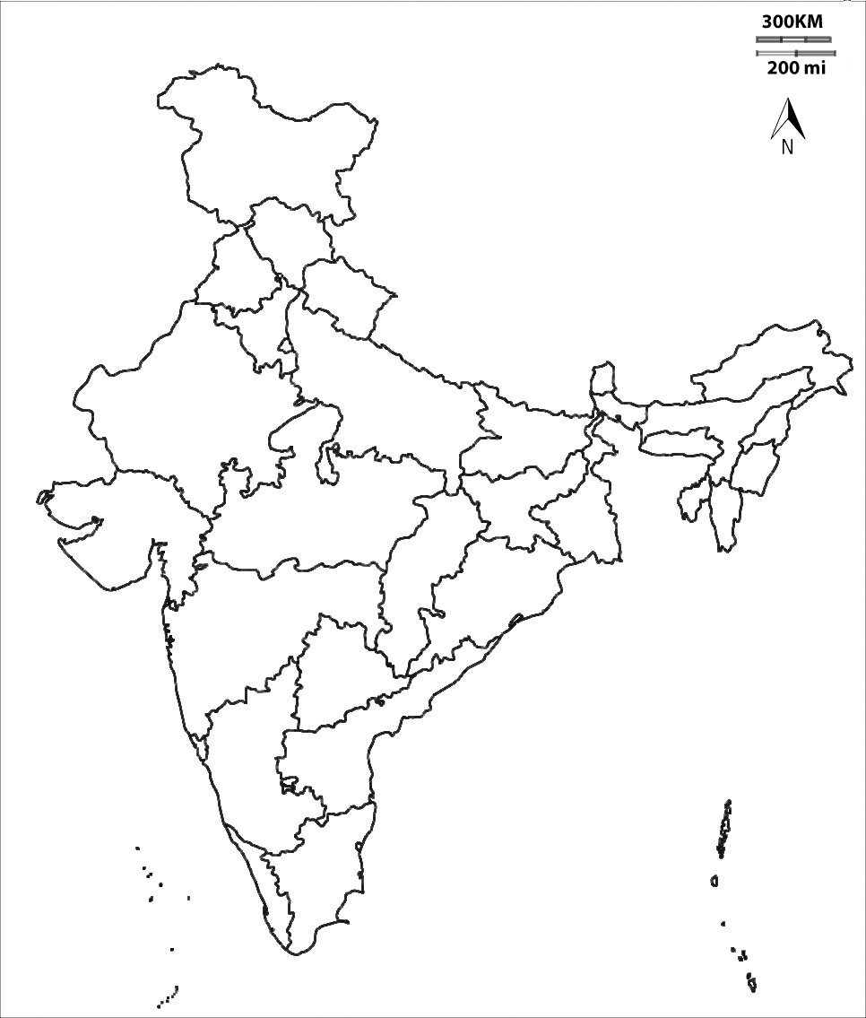 Blank Outline Map Of India