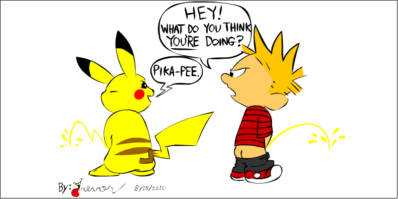 Calvin Peeing Sticker Png - Pika Pee (799x400), Png Download