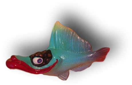 Blue Mullet Red Lips Fish With Attitude - Figurine (527x527), Png Download