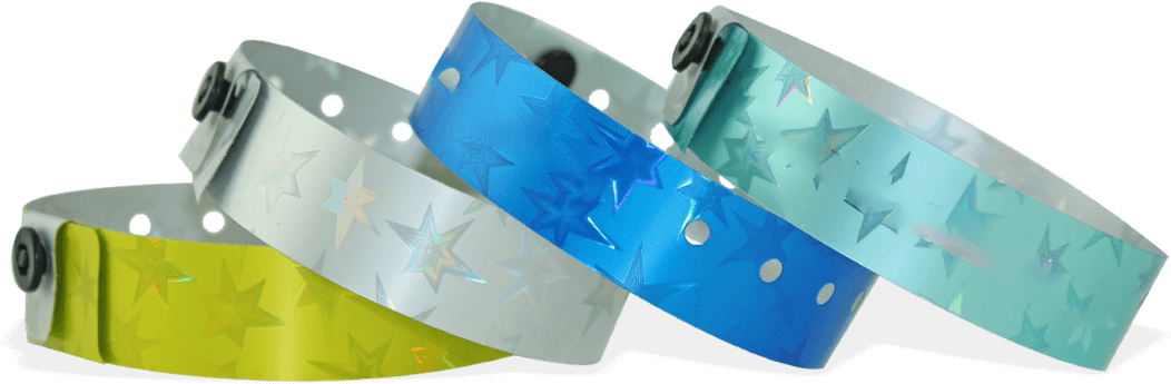 Holographic Wristbands 19 Mm Stars - Metallic Color (1200x720), Png Download