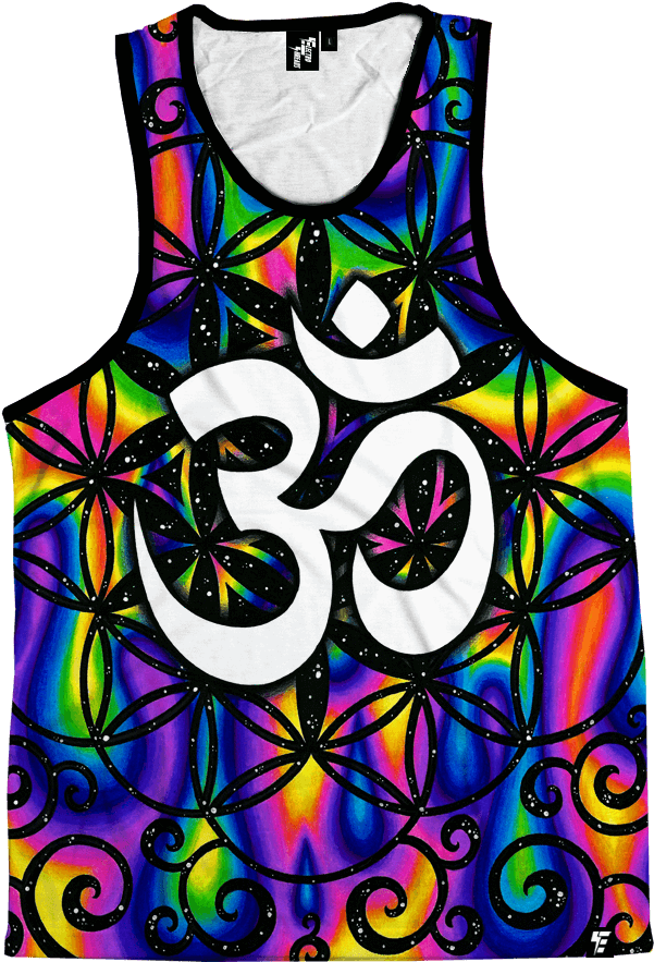 Trippy Om Unisex Tank Top - Om Symbol Circle Ornament (round) (750x1000), Png Download