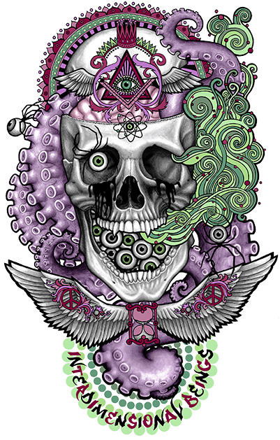 Trippy Skull Shirt On Behance Image Black And White - Trippy Skull (400x636), Png Download