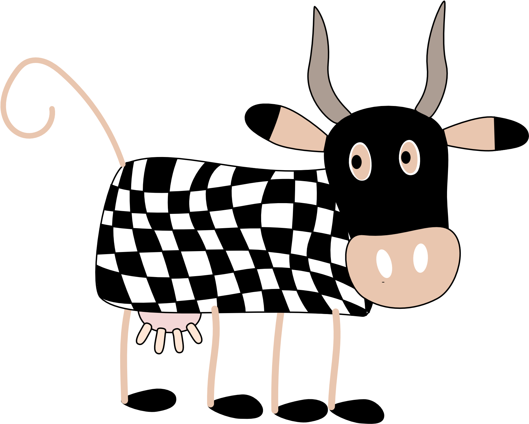 Open Clipart Cartoon Cow - Animasi Bergerak Hewan Sapi (1969x1639), Png Download
