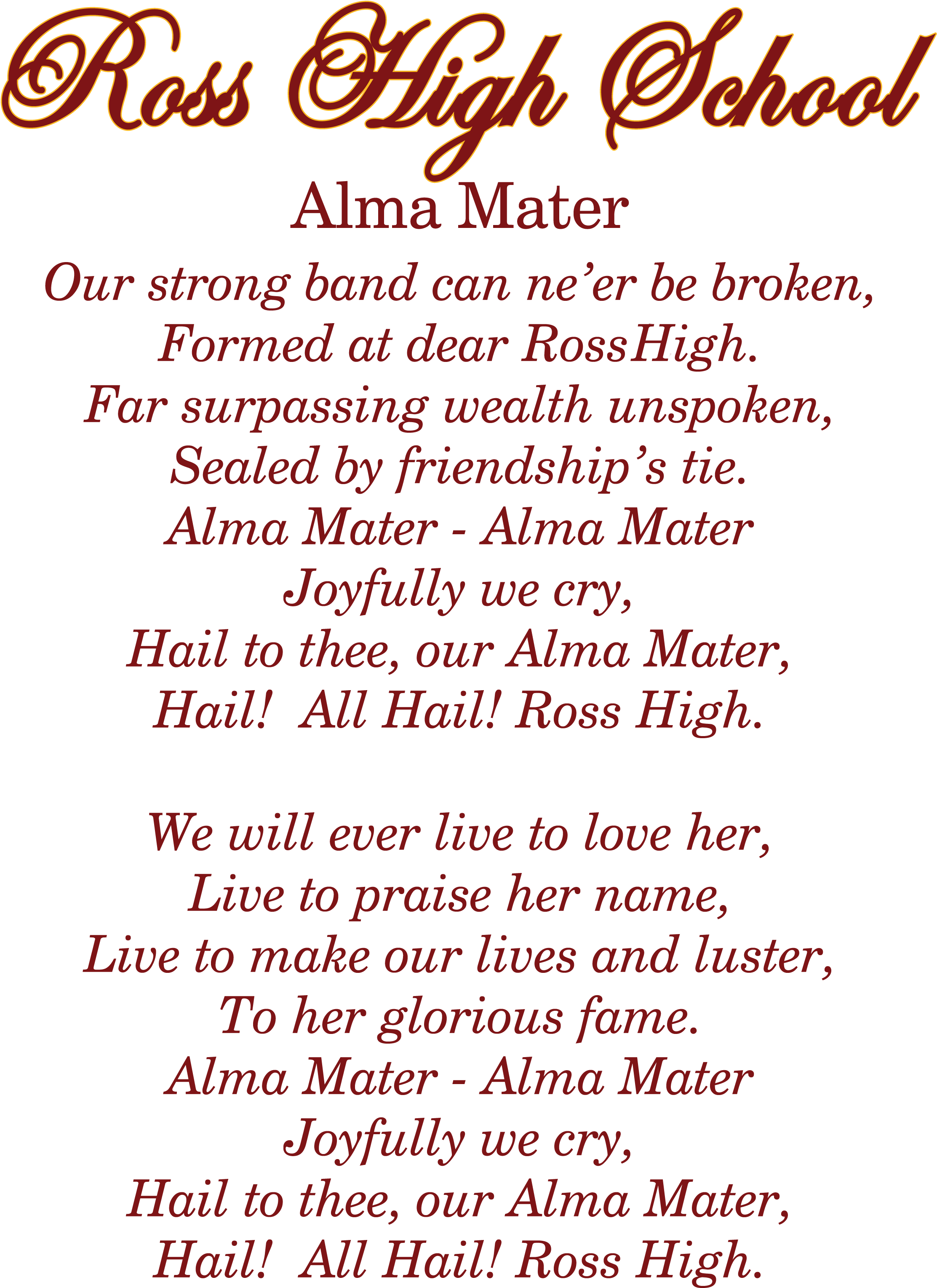 Ross High School Alma Mater - Document (2550x3300), Png Download