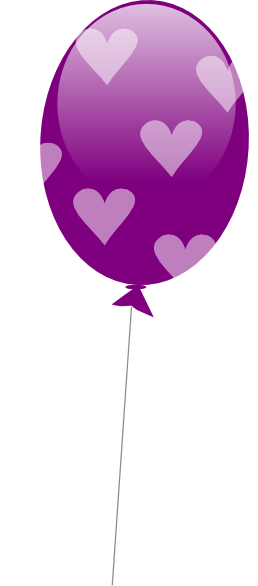 Purple Balloon With Hearts Clip Art At Clker - Clip Art (258x586), Png Download