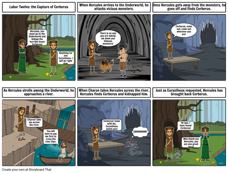 The Capture Of Cerberus - Cartoon (450x341), Png Download