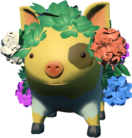 Yonder Flower Pig (453x550), Png Download