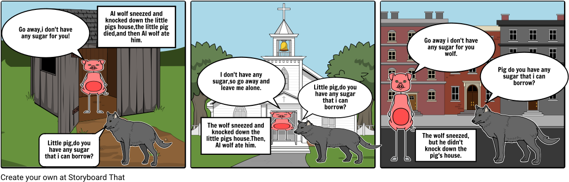 Three Little Pigs - Cartoon (1164x385), Png Download
