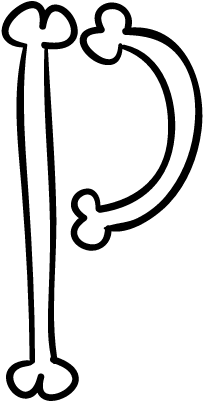 Letter P Of Bones Outlined Halloween Typography Vector - Letter P In Bones (400x400), Png Download