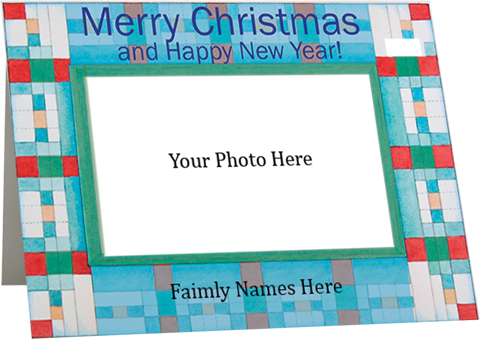 Christmas Blue Squares Holiday Photo Card - Paper (1177x1177), Png Download