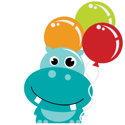 Holding Balloons Scrapbook File Cuts Cut For - Birthday Hippo Clipart (432x432), Png Download