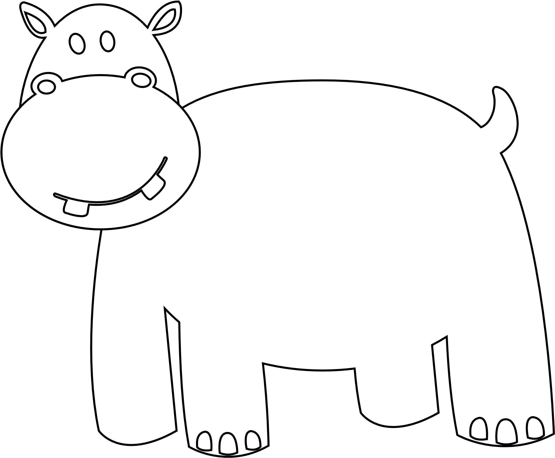Hippo Clipart Hippo Outline - Clip Art (1979x1979), Png Download