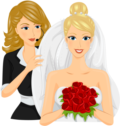 Wedding Coordinator Fixing Bride's Veil - Sister In Law Dibujo (427x450), Png Download