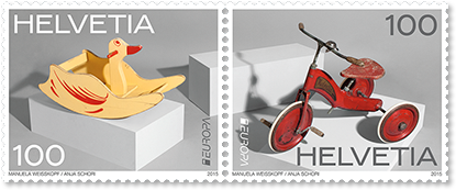 2 Single Cancelled Stamps Swiss Post Product - Europe (465x383), Png Download