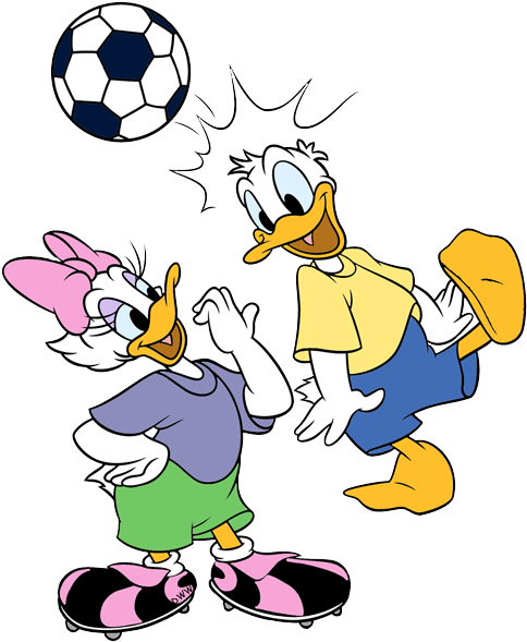 Donald Duck Clip Art Disney Galore Playing - Donald Duck And Daizi Play Football (492x593), Png Download