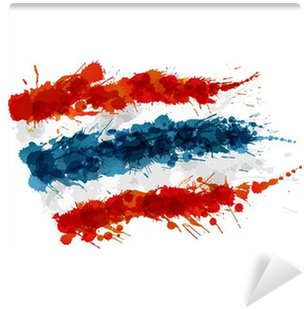 Flag Of Thailand Made Of Colorful Splashes Wall Mural - Puerto Rico Flag Watercolor (400x400), Png Download