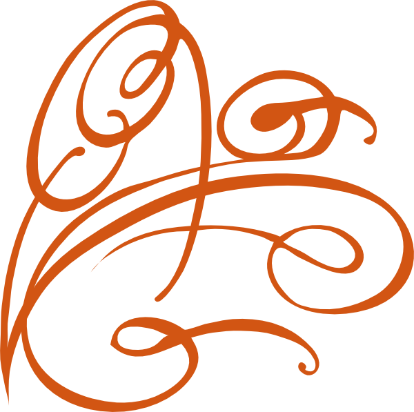Orange Flower Clipart Border Decoration - Dark Blue Swirl Clip Art (600x597), Png Download