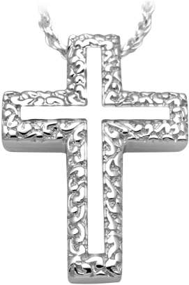 Swirl Border Silver Cross - Swirl Border Cross Sterling Cremation Jewelry Necklace (413x435), Png Download