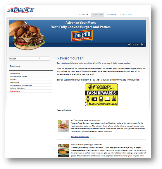 Advance Foods Promotions Page - Web Page (562x585), Png Download