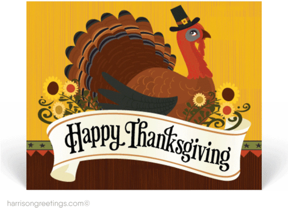 Traditional Happy Thanksgiving Postcards - Happy Thanksgiving Balloon - Turkey Time Orbz (560x448), Png Download