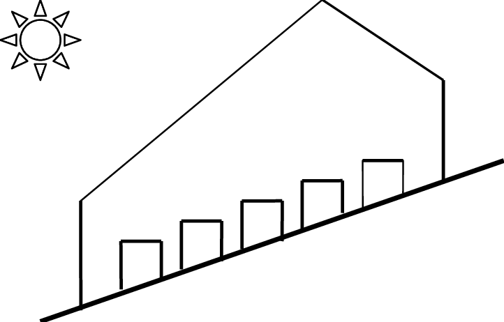 A Schematic Diagram Of An Uneven-span Greenhouse - Uneven Span Type Greenhouse (722x462), Png Download