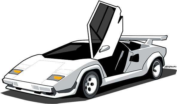 Picture Free Library Drawing Lambo Lamborghini Countach - Lamborghini Countach Illustration (600x357), Png Download