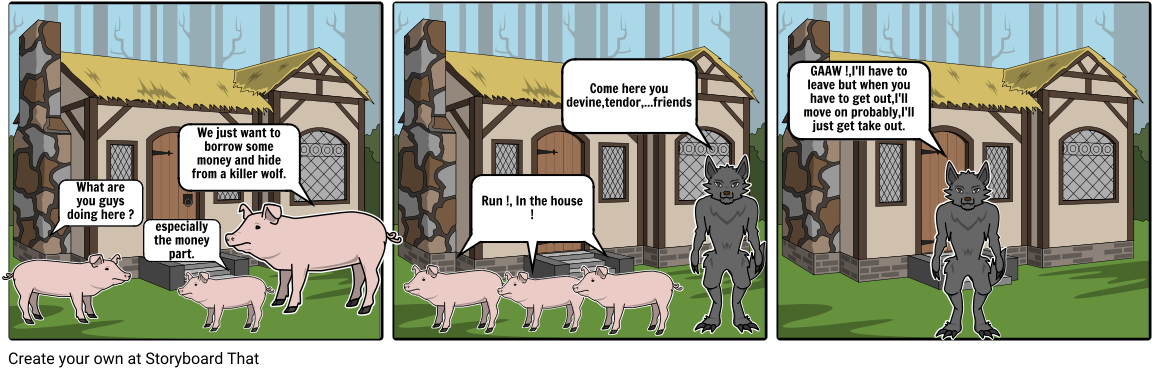 3 Pigs And Funeral - Cartoon (1164x385), Png Download