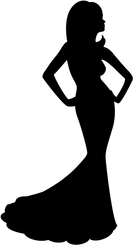 Black And White Download Beauty Pagent Clipart Pageant - Woman In Dress Silhouette Png (618x927), Png Download