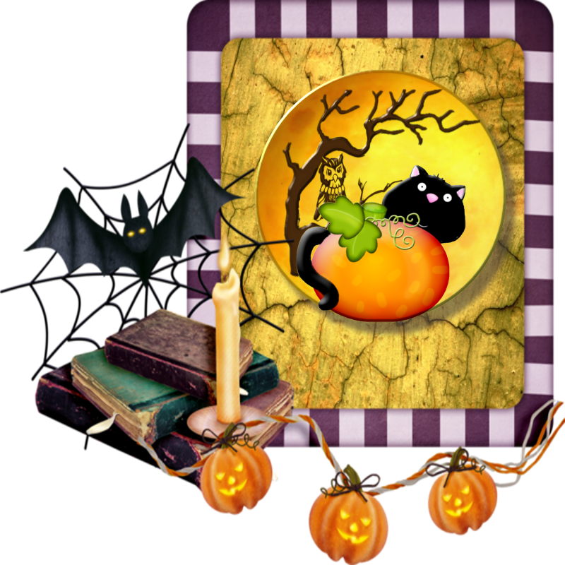 Kitty Peeking Over Pumpkin - Illustration (800x800), Png Download