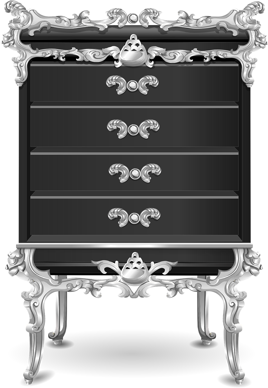 Furniture Clipart Dresser - Black Dresser Png (899x1280), Png Download