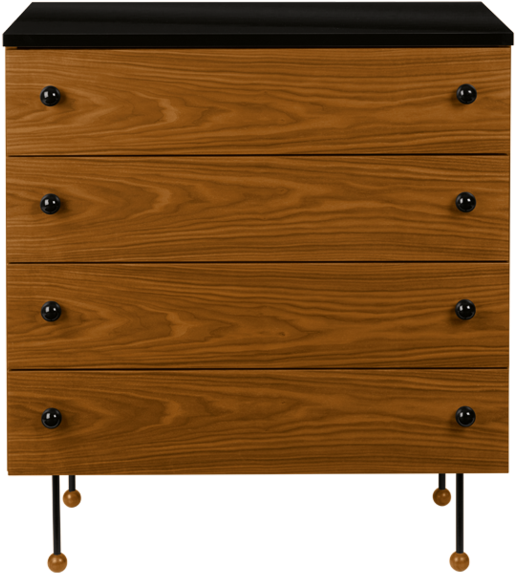 Grossman 62 Series Dresser W/ 4 Drawers - Gubi Grossman Dresser 4 Chest Of Drawers (555x600), Png Download