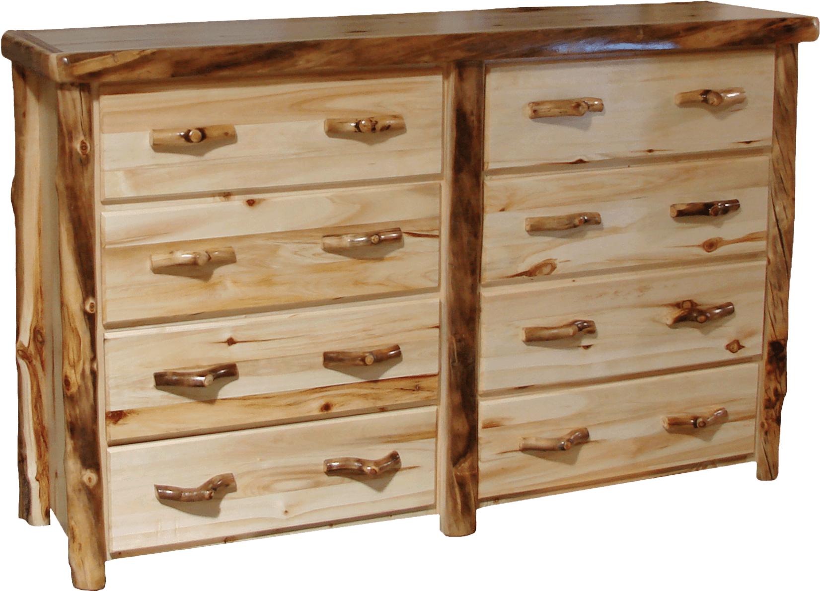Aspen Log 8 Drawer Dresser - Chest Of Drawers (1672x1584), Png Download