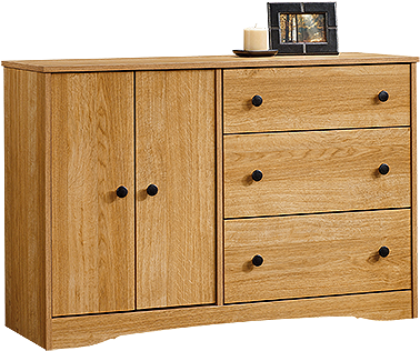 Traditional Double Door Dresser In Highland - Sauder Beginnings Dresser, Highland Oak (400x400), Png Download