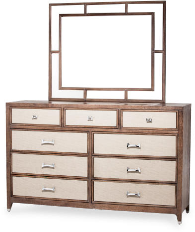 Bizcayne West Dresser Mirror Haze - Aico Michael Amini Biscayne West Dresser With Mirror (600x510), Png Download