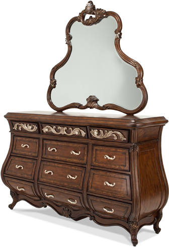 Amini Dresser W/dresser Mirror - Aico Platine De Royale Light Espresso Dresser (600x510), Png Download